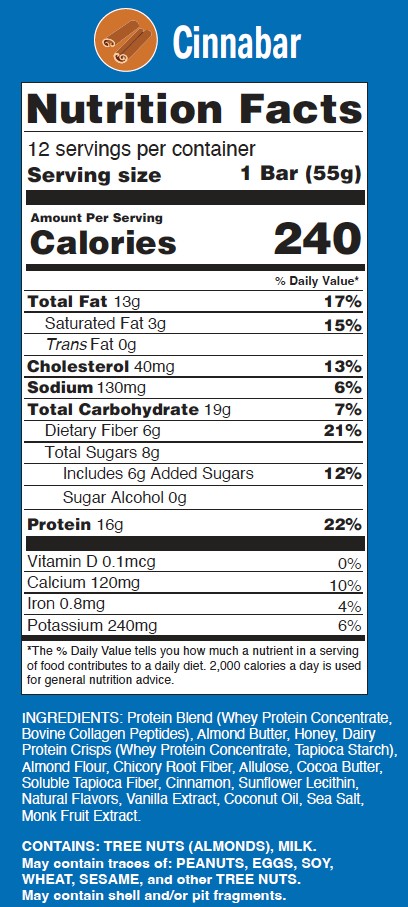Cinnabar protein bar by Adam's Bar — doctor-designed for GLP-1 users