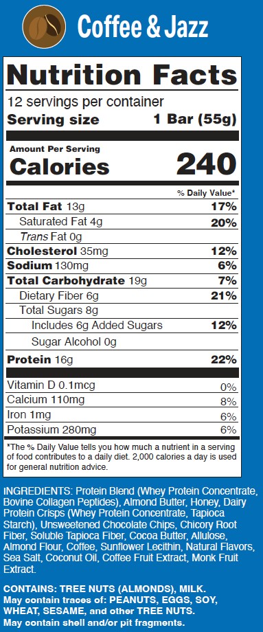 Coffee & Jazz protein bar by Adam's Bar — doctor-designed for GLP-1 users